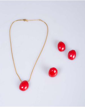 Set format din 3 accesorii cu piatra rosie