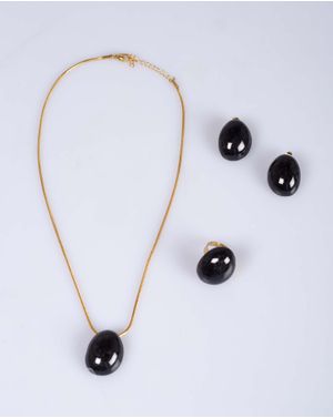 Set format din 3 accesorii cu piatra neagra