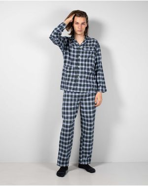 Pijamale din bumbac cu nasturi si carouri N240155001