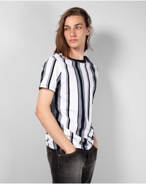Tricou din bumbac cu dungi 24KOS03044
