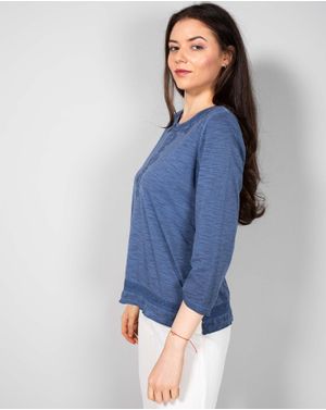 Bluza din bumbac cu maneca trei sferturi N240157020