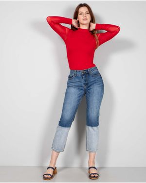 Jeans cu talie inalta si buzunare 23MAY12029
