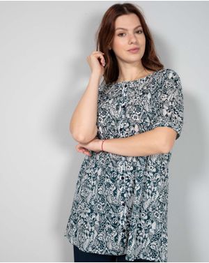 Bluza din bumbac cu nasturi si maneci scurte N240127011