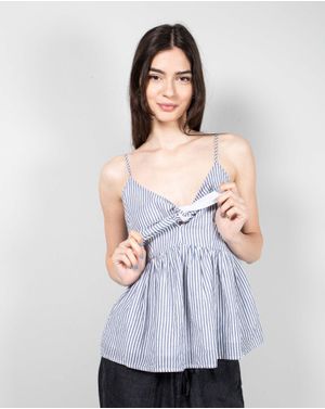 Top din bumbac cu bretele subtiri N240157096
