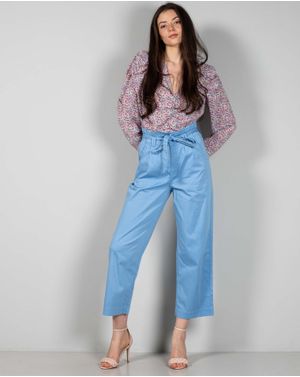 Pantaloni din bumbac cu talie inalta 24ALN97003