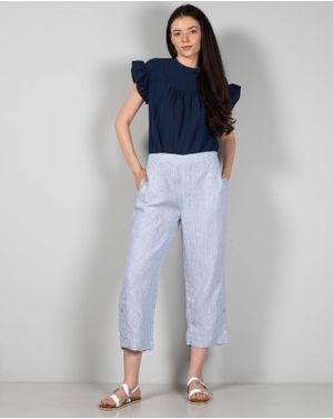 Pantaloni din in cu elastic in talie N231008001