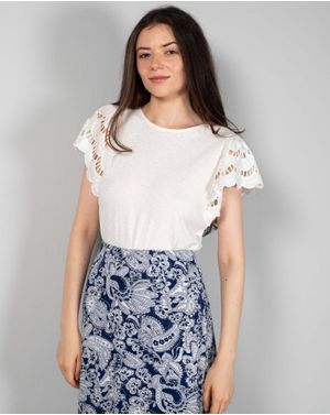 Bluza uni din bumbac cu maneci tricotate N240444001