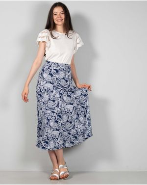 Fusta midi din bumbac cu imprimeu N240906001