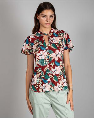 Bluza asimetrica cu imprimeu floral 24ITT35028