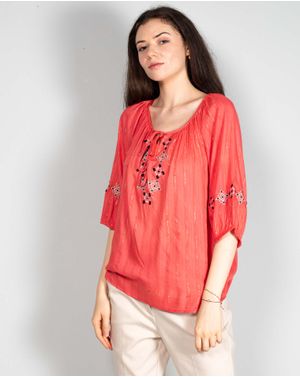 Bluza lejera cu model brodat N241207001