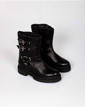 Ghete din piele naturala cu catarame 24EPY44001