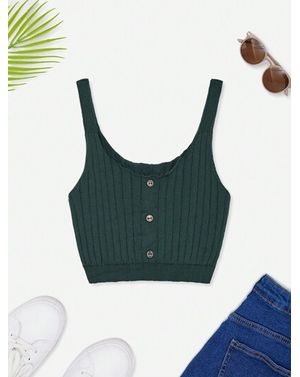 Top tricotat Shein din bumbac cu nasturi 24MAE13038