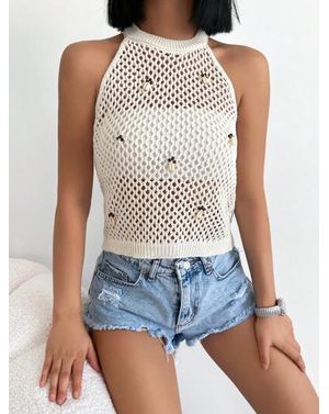 Top Shein cu guler rotund si perforatii 24MAE13059