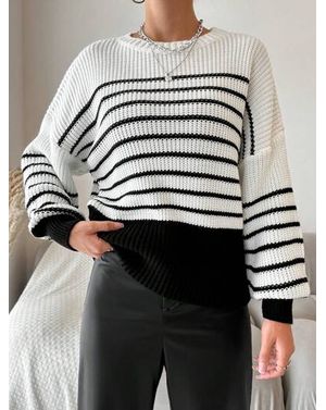 Pulover Shein tricotat cu maneci largi 24MAE13070