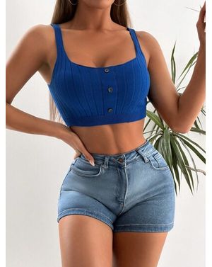 Top Shein din bumbac cu nasturi  24MAE13076