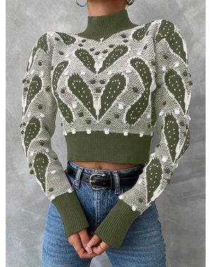 Pulover Shein din tricot cu guler pe gat 24MAE13083