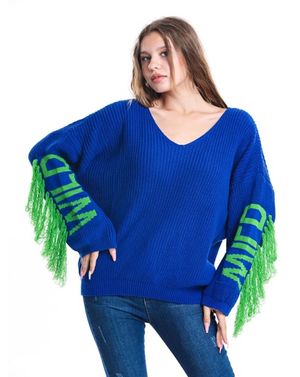 Pulover Shein tricotat cu franjuri la maneci 24MAE13089