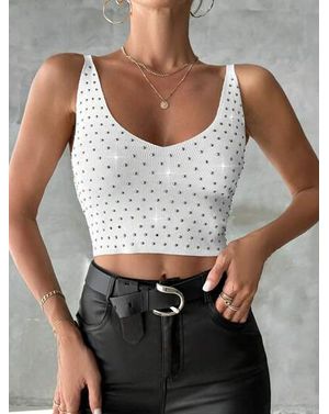 Top Shein cu pietre aplicate 24MAE13104
