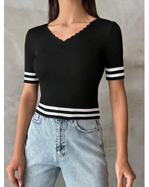Top Shein din tricot cu dungi 24MAE13115