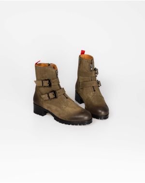 Ghete din piele naturala cu fermoar si catarame 24EPY41202