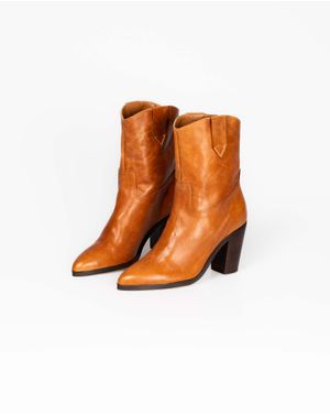 Ghete din piele naturala cu toc inalt 24PON01001