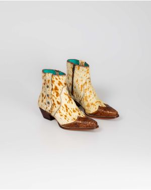 Botine din piele naturala cu fermoar lateral N240601009