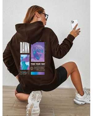 Hanorac Shein cu imprimeu pe spate si gluga 24MAE36035