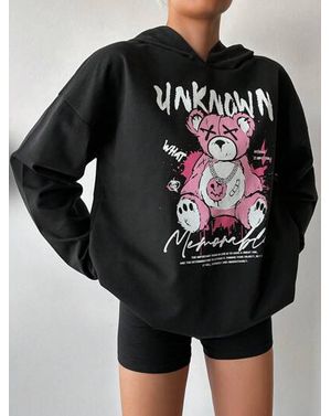 Hanorac Shein cu mansete elastice si imprimeu 24MAE36095