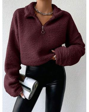 Bluza Shein imblanita cu fermoar la baza gatului 24MAE36104