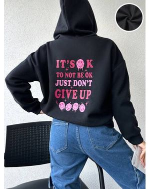 Hanorac Shein cu imprimeu motivational pe spate 24MAE36149