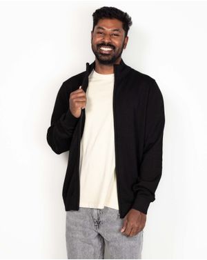 Cardigan din bumbac cu guler mic si fermoar 24MKF06022