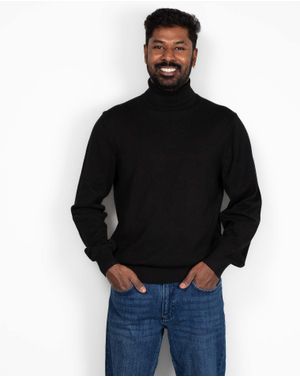 Pulover subtire din bumbac cu guler rulat 24MKF06036