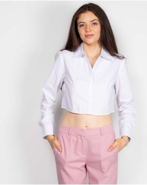 Camasa crop cu guler ascutit 24YEL66001