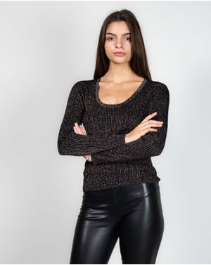 Pulover tricotat cu fir metalizat 24MKF04015