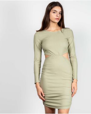 Rochie cu fronseuri si maneca lunga 24YEL66016