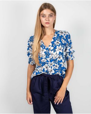 Bluza ONLY cu imprimeu floral si maneci trei sfeturi 24POS47K94