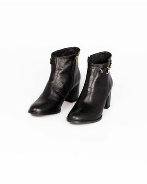 Botine Wall Street din piele naturala cu toc bloc 24HAT47053