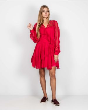 Rochie cu volane si maneca lunga 24YEL77004
