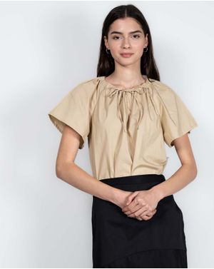 Bluza din bumbac cu guler reglabil N230342043