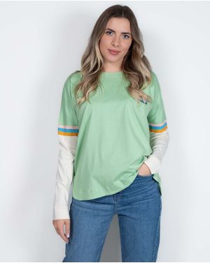 Bluza din bumbac organic cu maneci in contrast 24KOSU2002