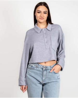 Bluza crop cu nasturi si guler ascutit 23MAY14032