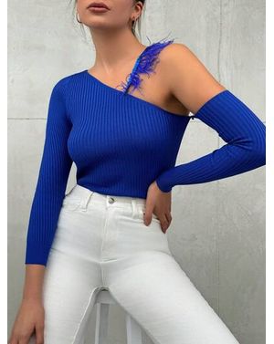 Bluza Shein din tricot cu un umar gol 24MAE37036