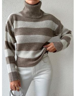 Pulover Shein in dungi cu guler inalt 24MAE37064