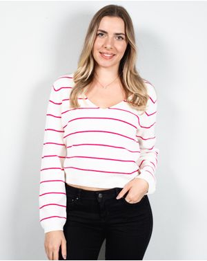 Pulover scurt din bumbac tricotat 24MKF04090