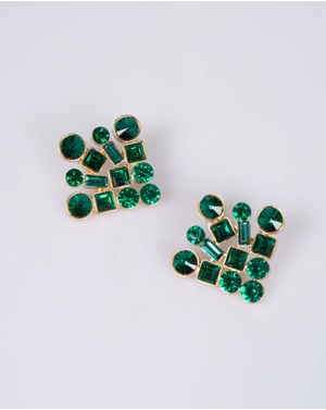 Cercei eleganti cu piatra verde