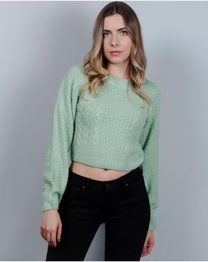 Pulover crop cu torsade 24MKF03001
