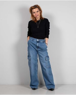 Jeans cu talie inalta si buzunare 24KOS33001