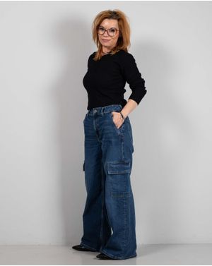 Jeans cu talie inalta si buzunare 24KOS28003