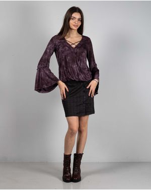 Bluza din bumbac cu maneci largi si decolteu N231109004
