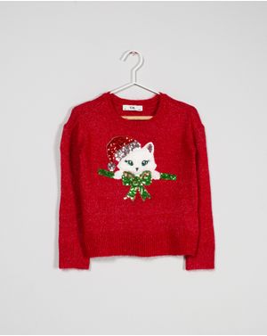 Pulover cu tematica de iarna pentru fete 24MKF02007